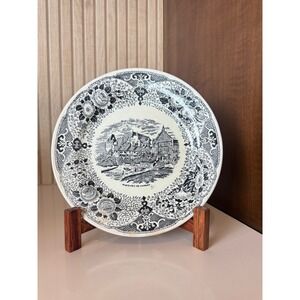 Vintage black transfer wear plate Trausnitz Castle, Landshut, Germany, scenic